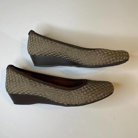 Nurture Metallic Bronze Basketweave Slip On Flats Shoes, 7.5M - Picture 4 of 8